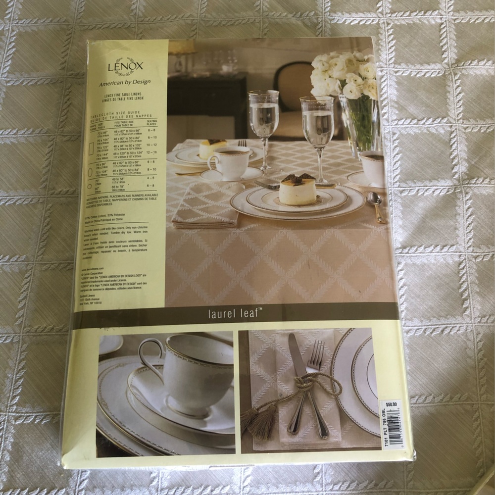 New LENOX laurel leaf Oblong Tablecloth
70 x 86” - Picture 3 of 11